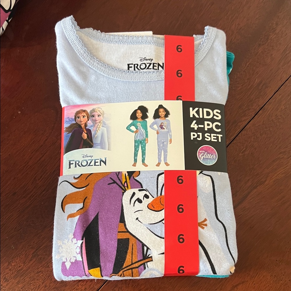 4pc Disney Frozen Glittery Pajama Set - Blue and Purple